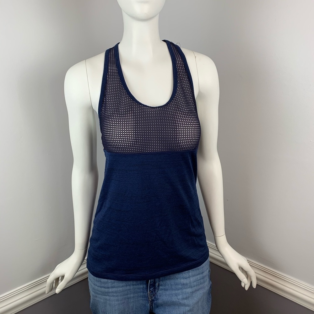 Lorna Jane Blue/Black Mesh Top Tank -XS‎